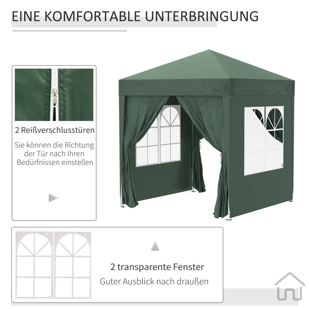 Gazebo pieghevole ¨C zephmum ¨C 2x2m verde scuro metallo