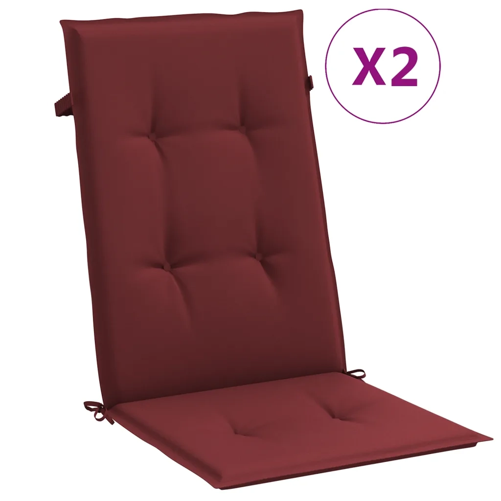 Cuscini Sedia Schiena Alta 2 Rosso Vino Mélange 120x50x4 cm 4002439