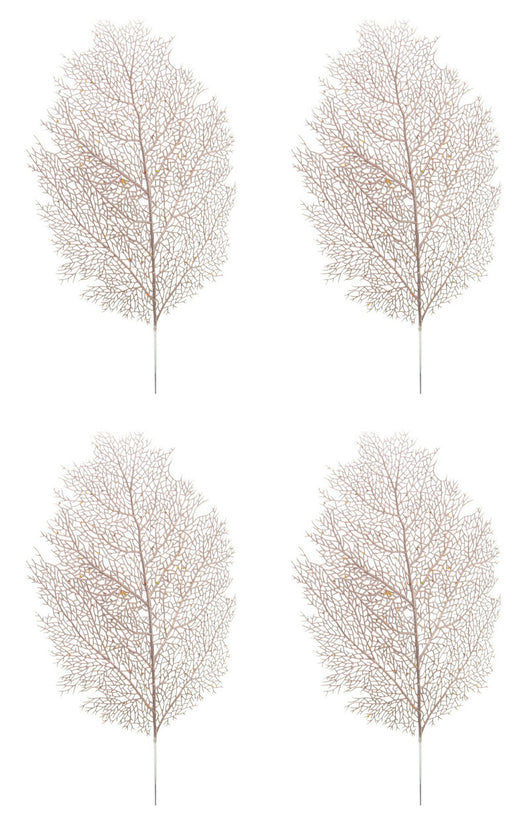 Ramo Natalizio Foglia Glitterato Decorazioni Rametti Addobbi Natale 60 cm 4Pz Colore: Oro rosa