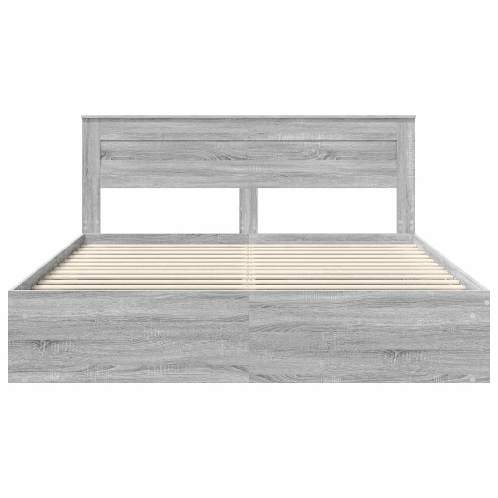 Struttura del letto-Giroletto Grigio Sonoma 200 x 200 cm Pino massello 526112