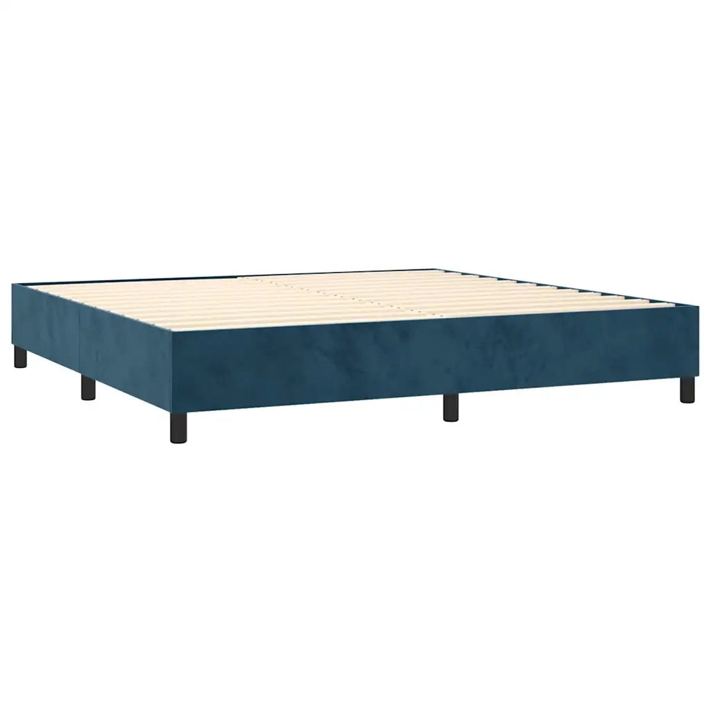 Giroletto a Molle con Materasso Blu Scuro 200x200 cm in Velluto 3132703