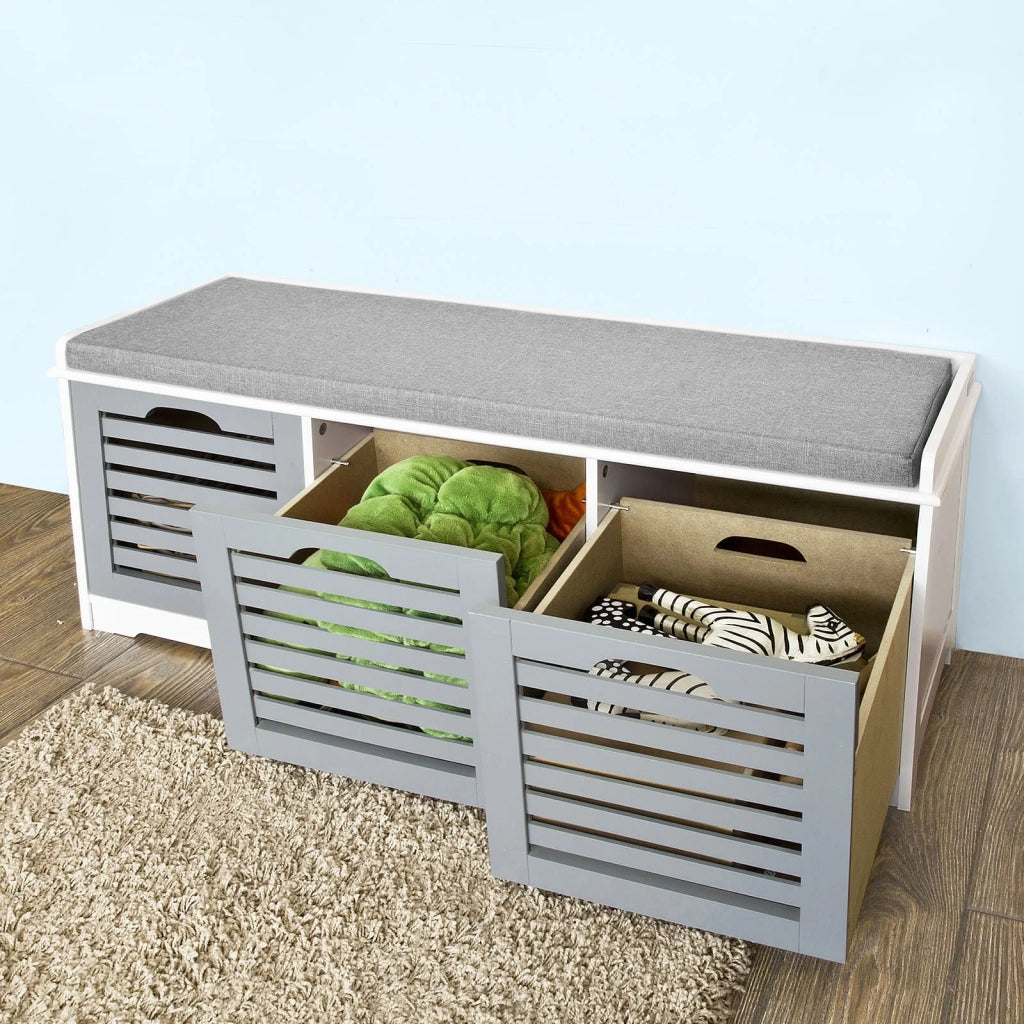 SoBuy Panca scarpiera ingresso con seduta con Contenitore per legna da interno L105xP35xA43 cm grigio FSR23-HG