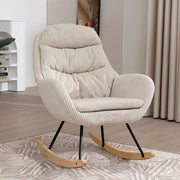 POLTRONA A DONDOLO 74x94x96 cm Beige in Velluto a Coste
