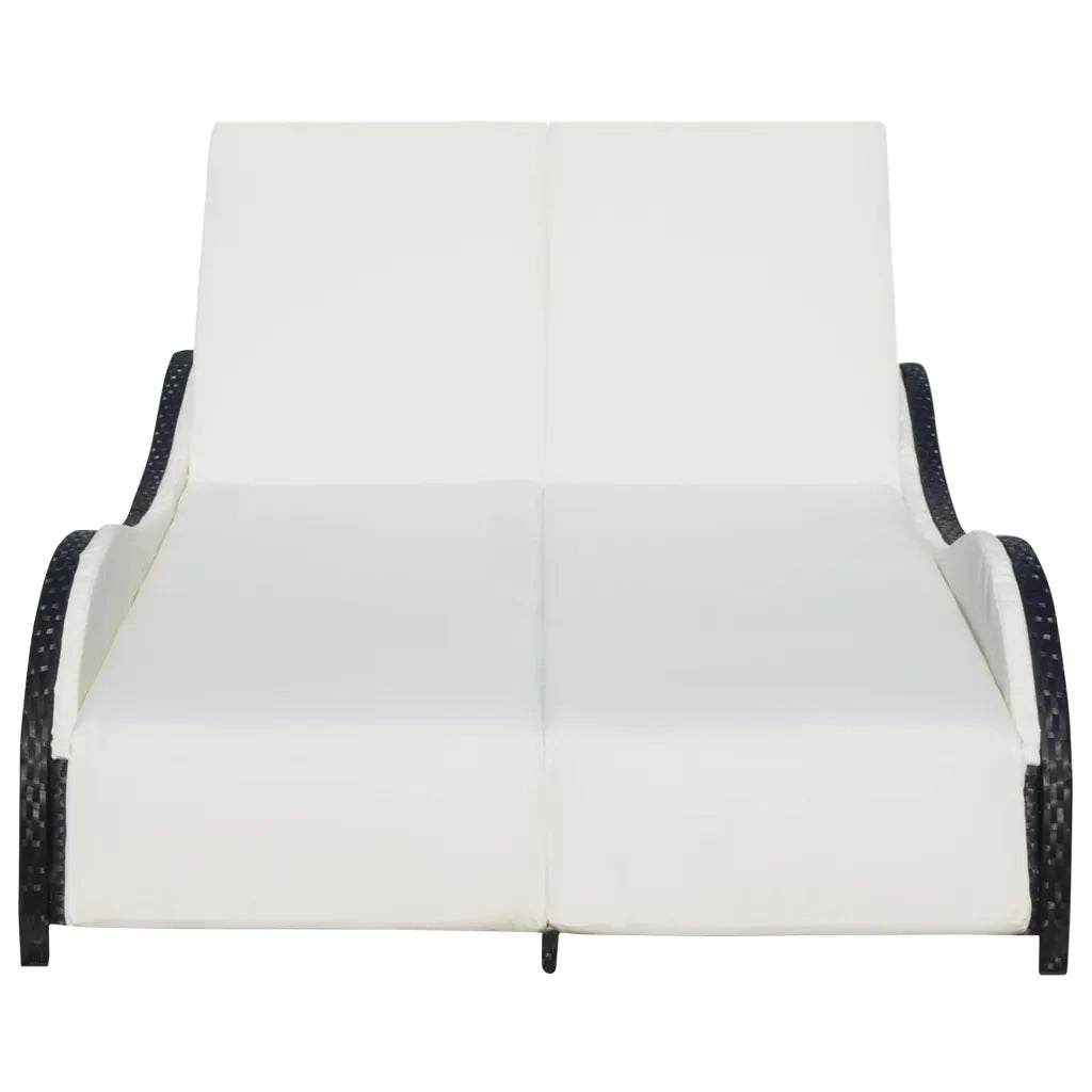 Lettino Prendisole Doppio con Cuscino in Polyrattan Nero cod mxl 16983