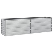 Fioriera rialzata per piante fiori patio giardino 160 x 40 x 45 cm acciaio zincato argento 02_0039372