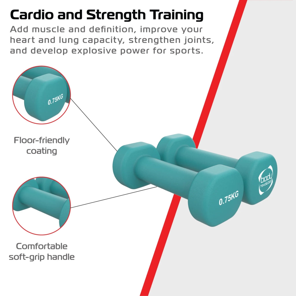 Manubri neoprene 2 × 0,75 kg antiscivolo per allenamento