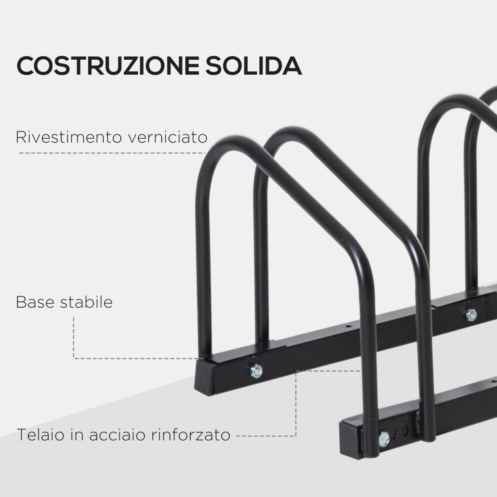 Rastrelliera Portabiciclette ¨C Xylo ¨C Acciaio Nero 6 Posti 179x33x27cm