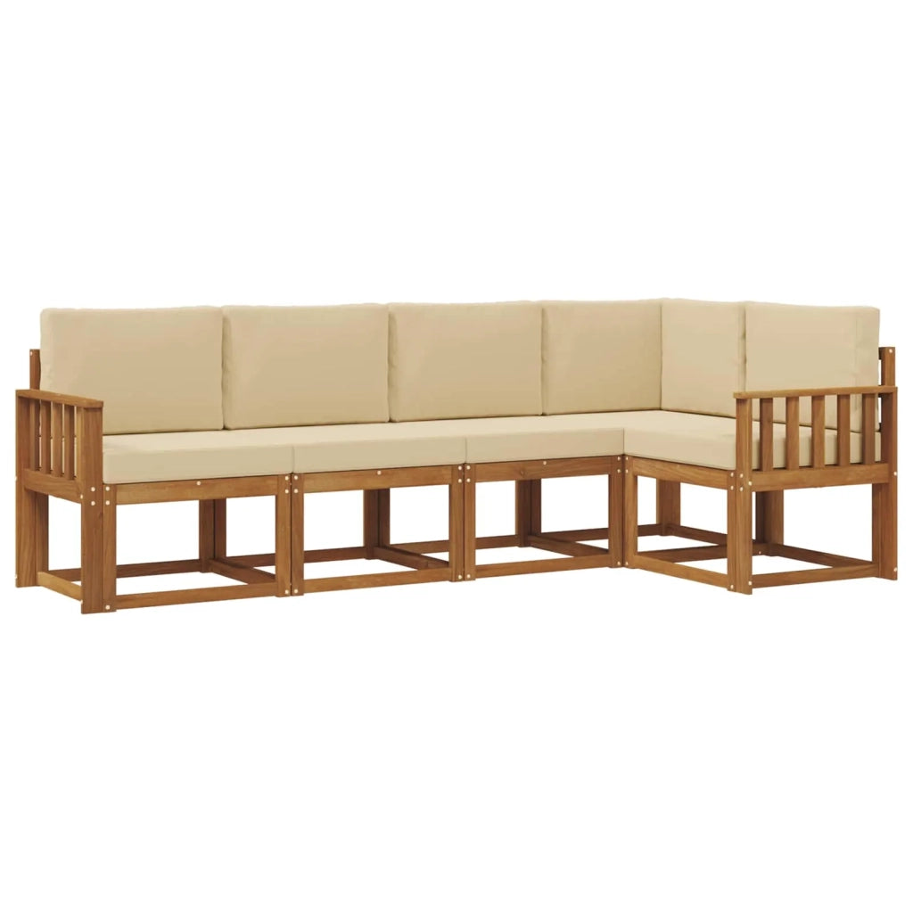 Set di divani da esterno con cuscino 5 pcs Naturale e Beige