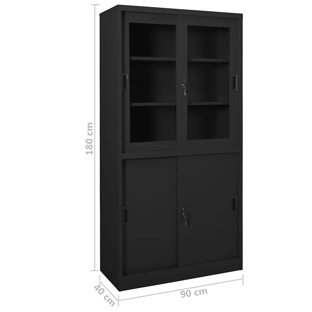 Armadio Ufficio Anta Scorrevole Antracite 90x40x180 cm Acciaio 335965