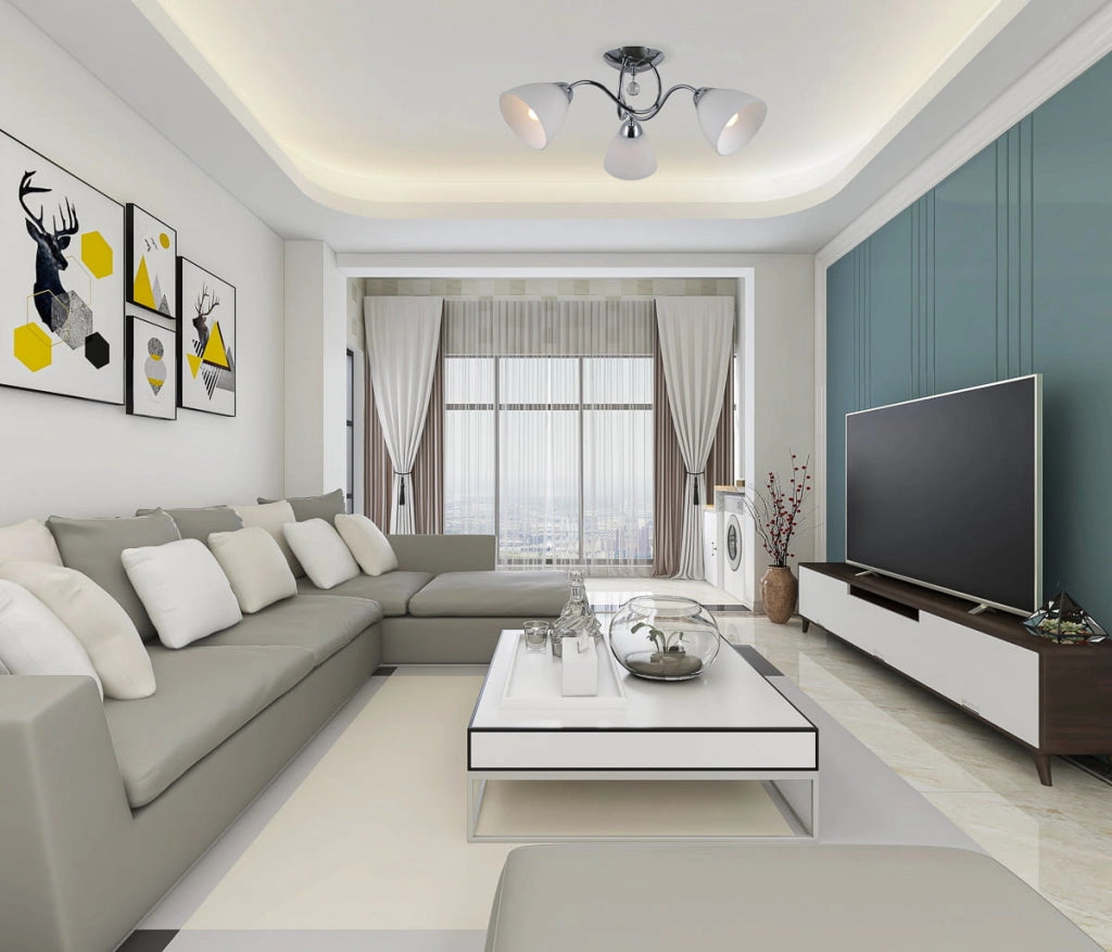 Lampadario Italux Lugano 5 Luci E27 Cromo Bianco Dimmerabile