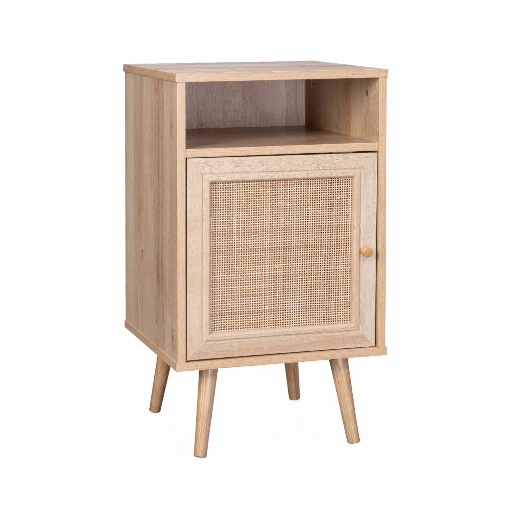 Set 2 comodini scandinavi in intrecciatura cannage, marrone naturale