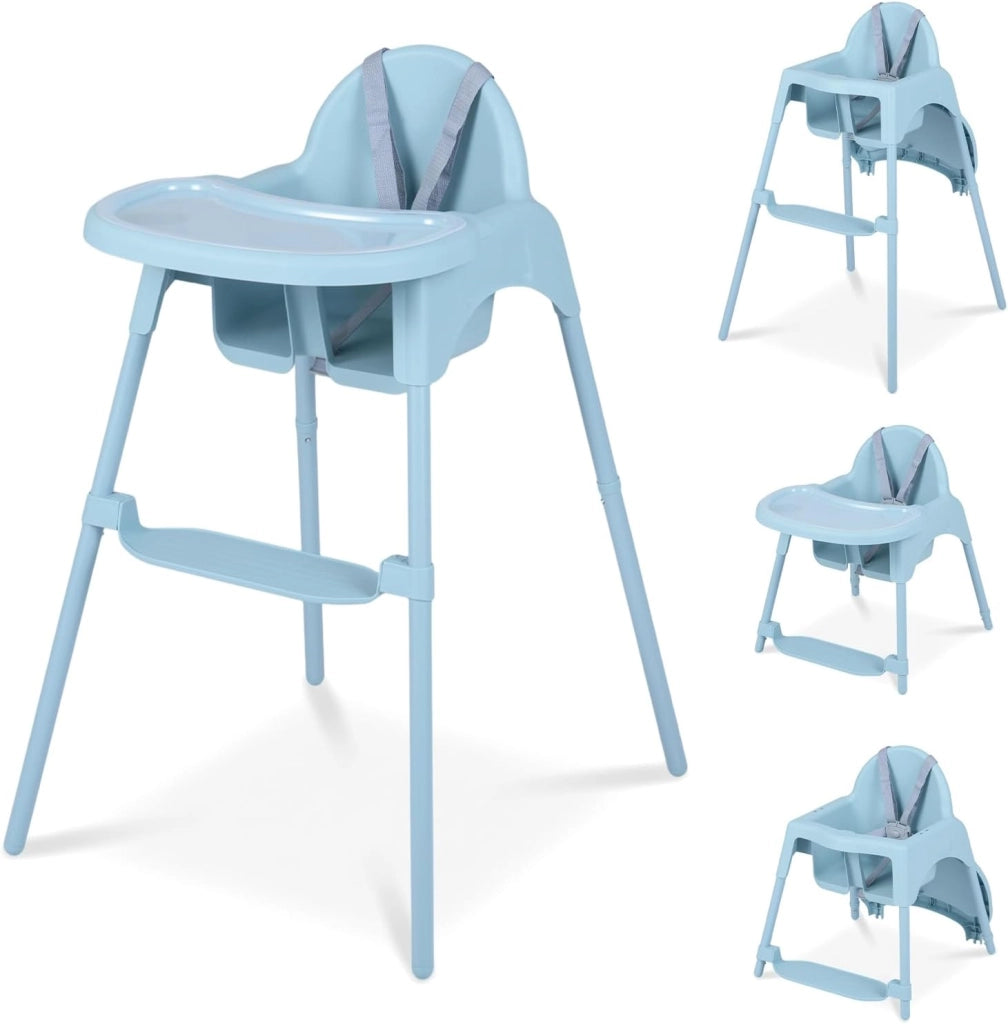 4 in 1 Seggiolone per Bambini, Vassoio Doppio Rimovibile | Cintura di Sicurezza a 5 Punti, Poggiapiedi Reversibile, per Bambini 6-36 Mesi