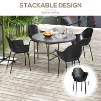 Set 4 Sedie Impilabili con Piedini Antiscivolo 59x55x84 cm in Plastica Nero