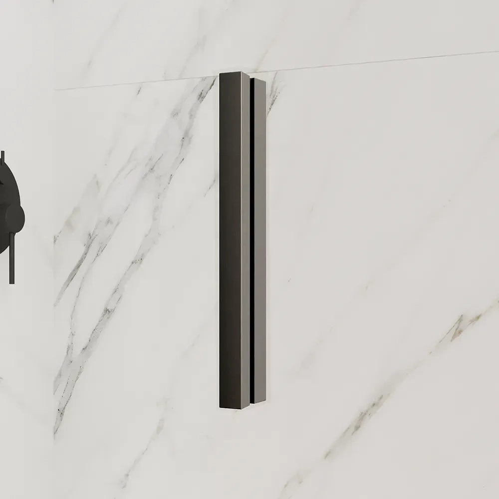 Porta doccia 90cm con apertura a libro profili slim nero opaco vetro 6mm trasparente h190 | Portofino