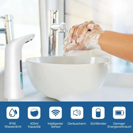 Dispensatore di sapone automatico 400 ml sensore IPX6 impermeabile a acqua dispensatore di sapone liquido elettrico - cucina bagno doccia