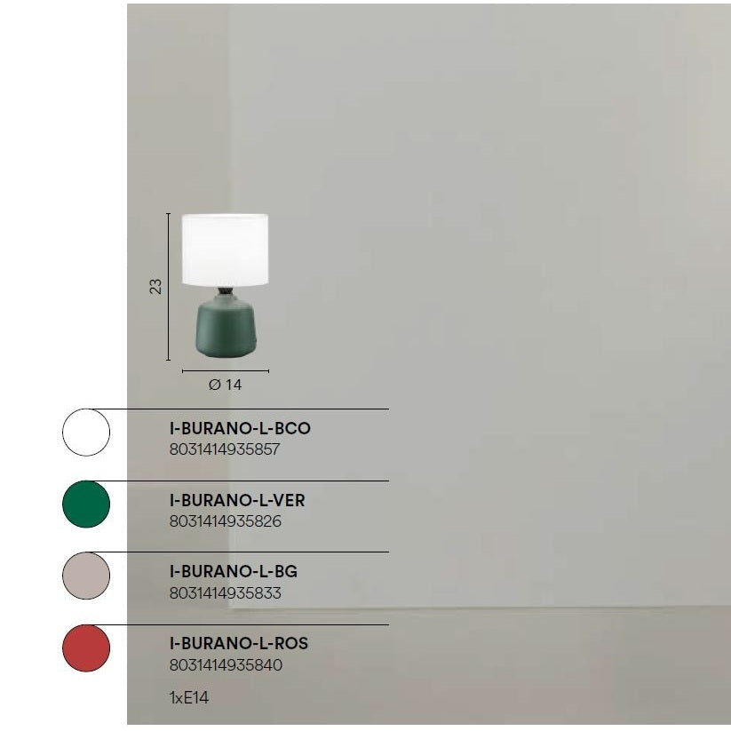 LAMPADA DA TAVOLO BURANO E14 H23CM ROSSA.