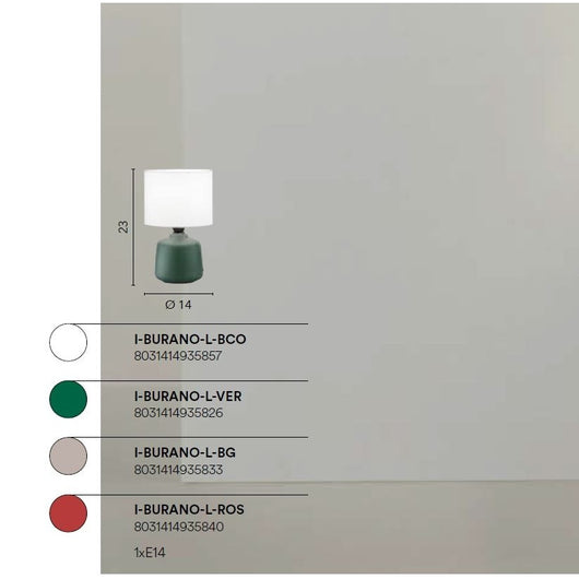 LAMPADA DA TAVOLO BURANO E14 H23CM BEIGE.