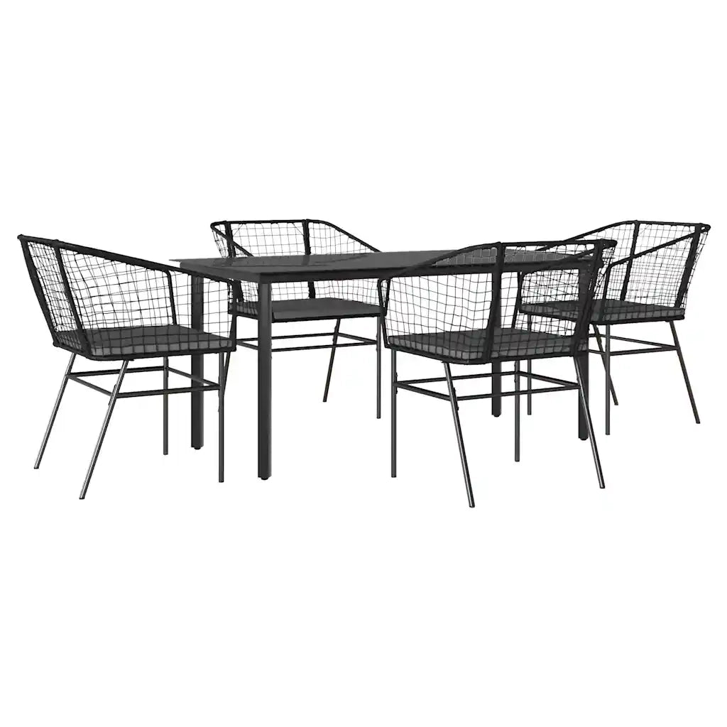 vidaXL Set da Pranzo da Giardino con Cuscini 5 pz Polyrattan Vetro