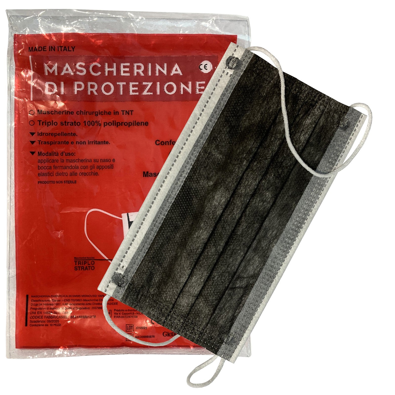 mascherina chirurgica colore nero pz 10 cod:ferx.2938
