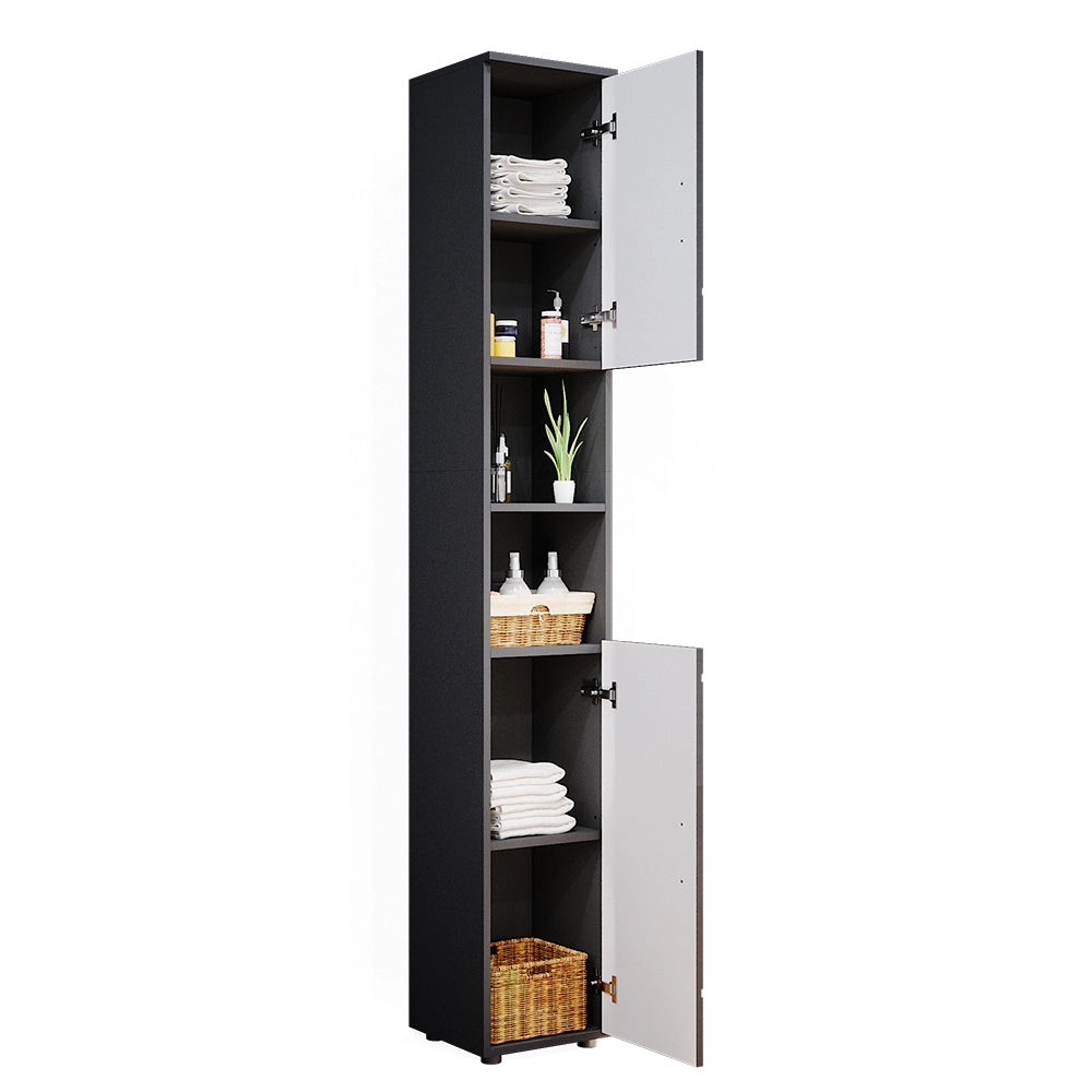 Set di mobili da bagno Irma Antracite lucido 2 parti, con colonna Vicco