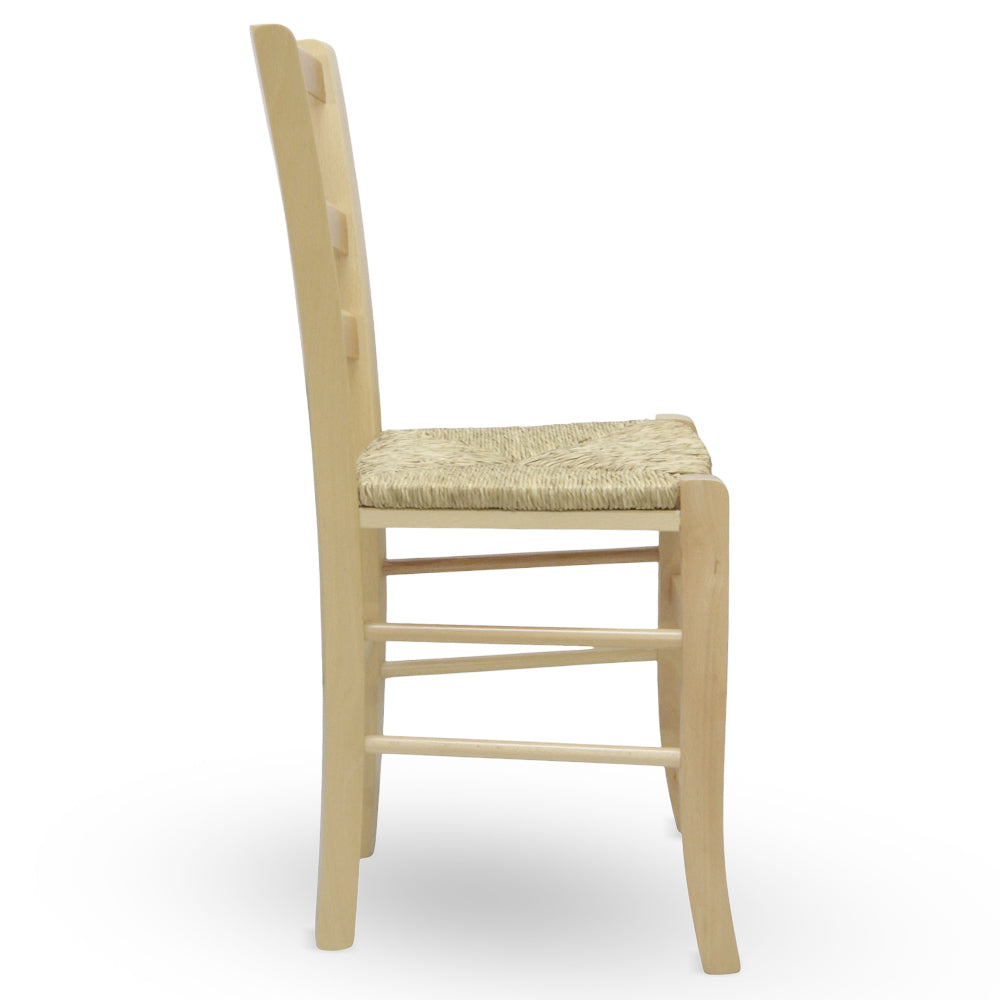 Sedia in legno venezia color naturale con seduta in paglia palustre intrecciata
