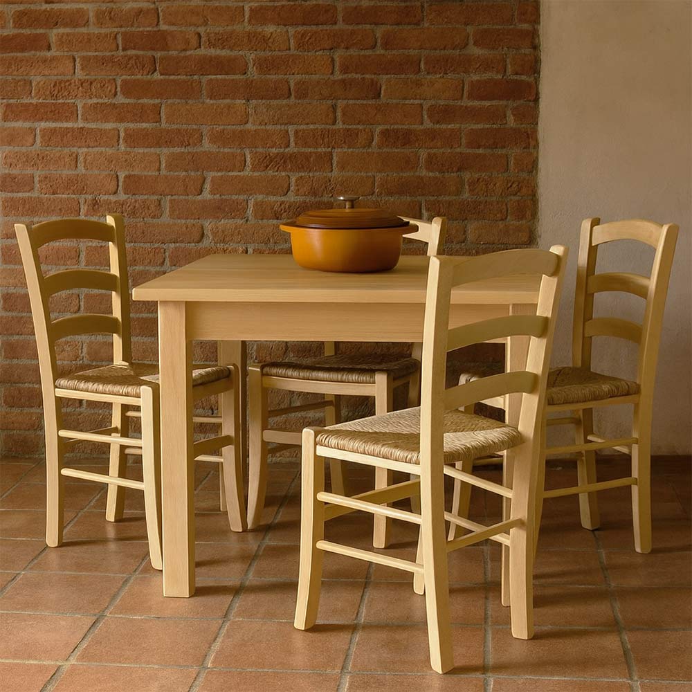 Sedia in legno venezia color naturale con seduta in paglia palustre intrecciata