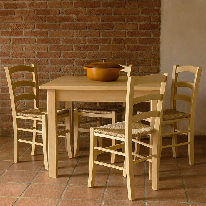 Sedia in legno venezia color naturale con seduta in paglia palustre intrecciata