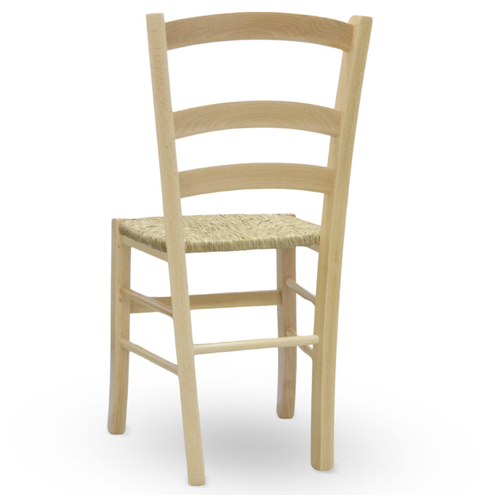 Sedia in legno venezia color naturale con seduta in paglia palustre intrecciata