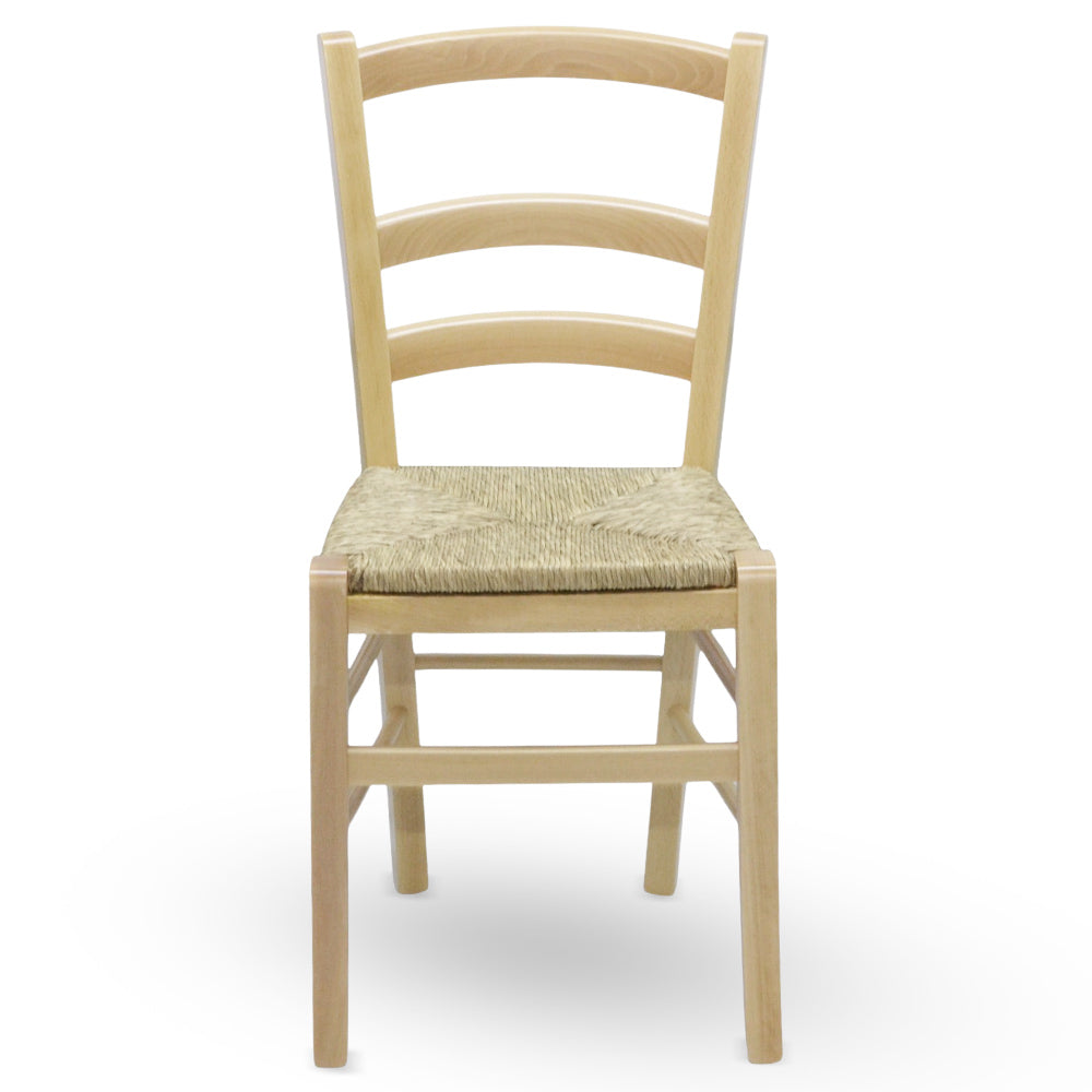 Sedia in legno venezia color naturale con seduta in paglia palustre intrecciata
