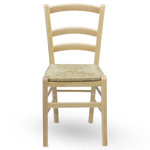 Sedia in legno venezia color naturale con seduta in paglia palustre intrecciata