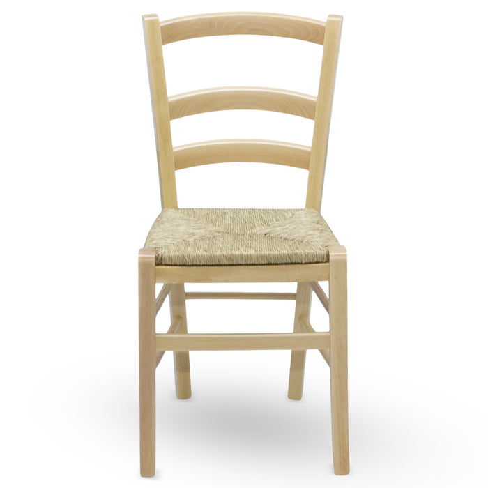 Sedia in legno venezia color naturale con seduta in paglia palustre intrecciata