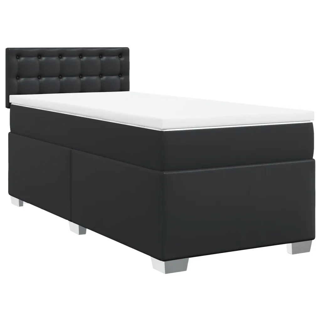 Giroletto a Molle con Materasso-Struttura Letto Nero 80x200 cm in Similpelle 582077