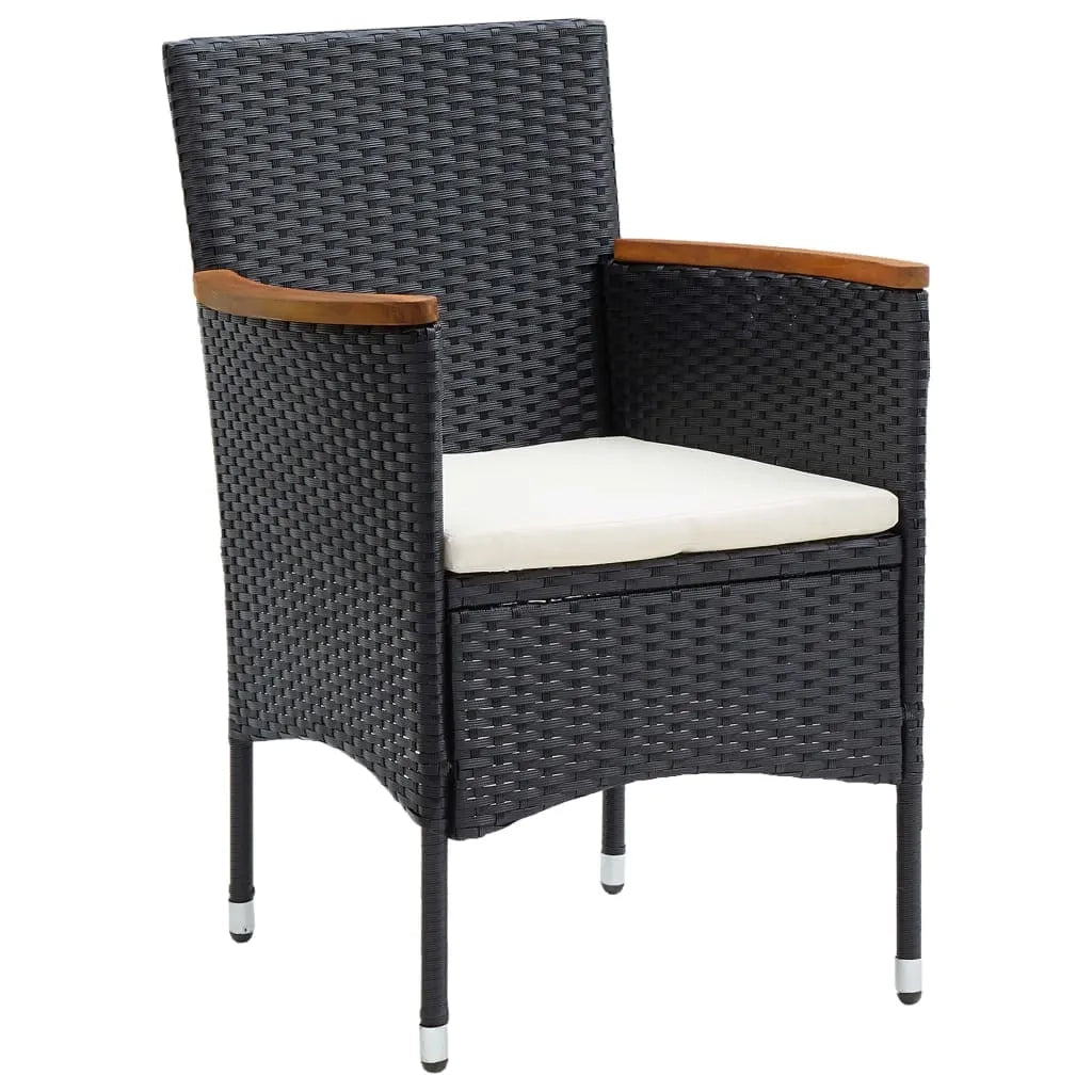 Set da Pranzo per Giardino 5 pz con Cuscini Polyrattan Nero 3095017