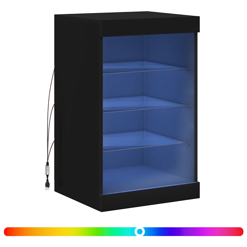 Credenza | Madia | Buffet da pranzo | Armadio da pranzo con Luci LED Nera 41x37x67 cm