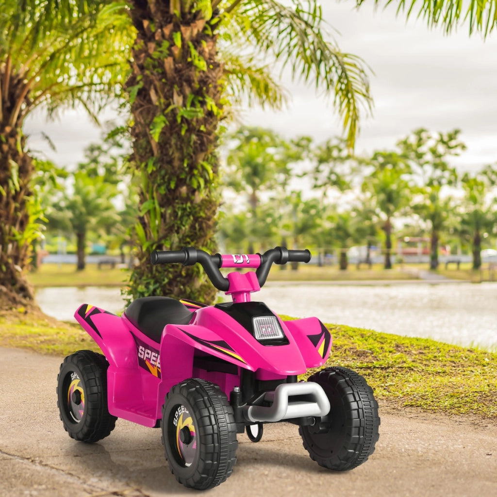 Quad cavalcabile alimentato a batteria 6V con velocit¨¤ massima 4,6 km/h, Mini quad ATV per bambini Rosa