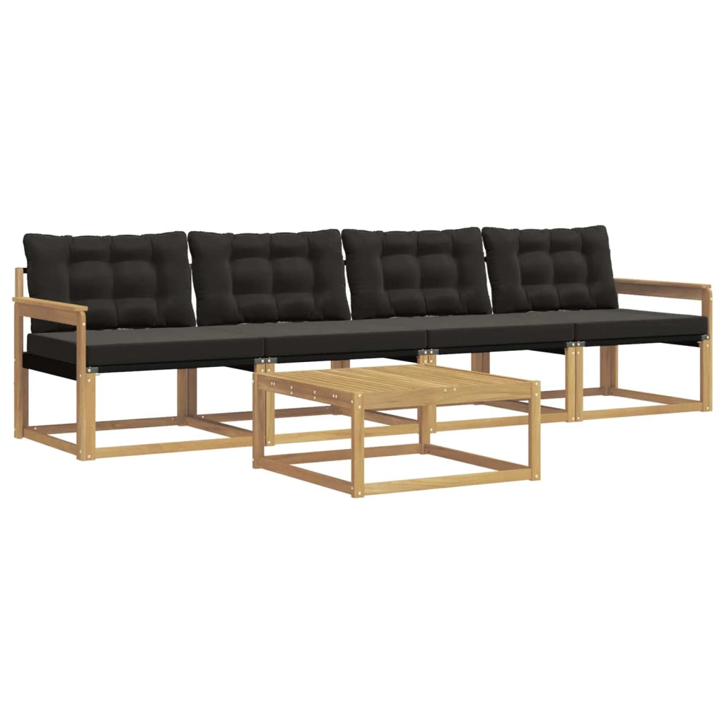 Set di divani da esterno 5 pz Bianco e Nero 3388390