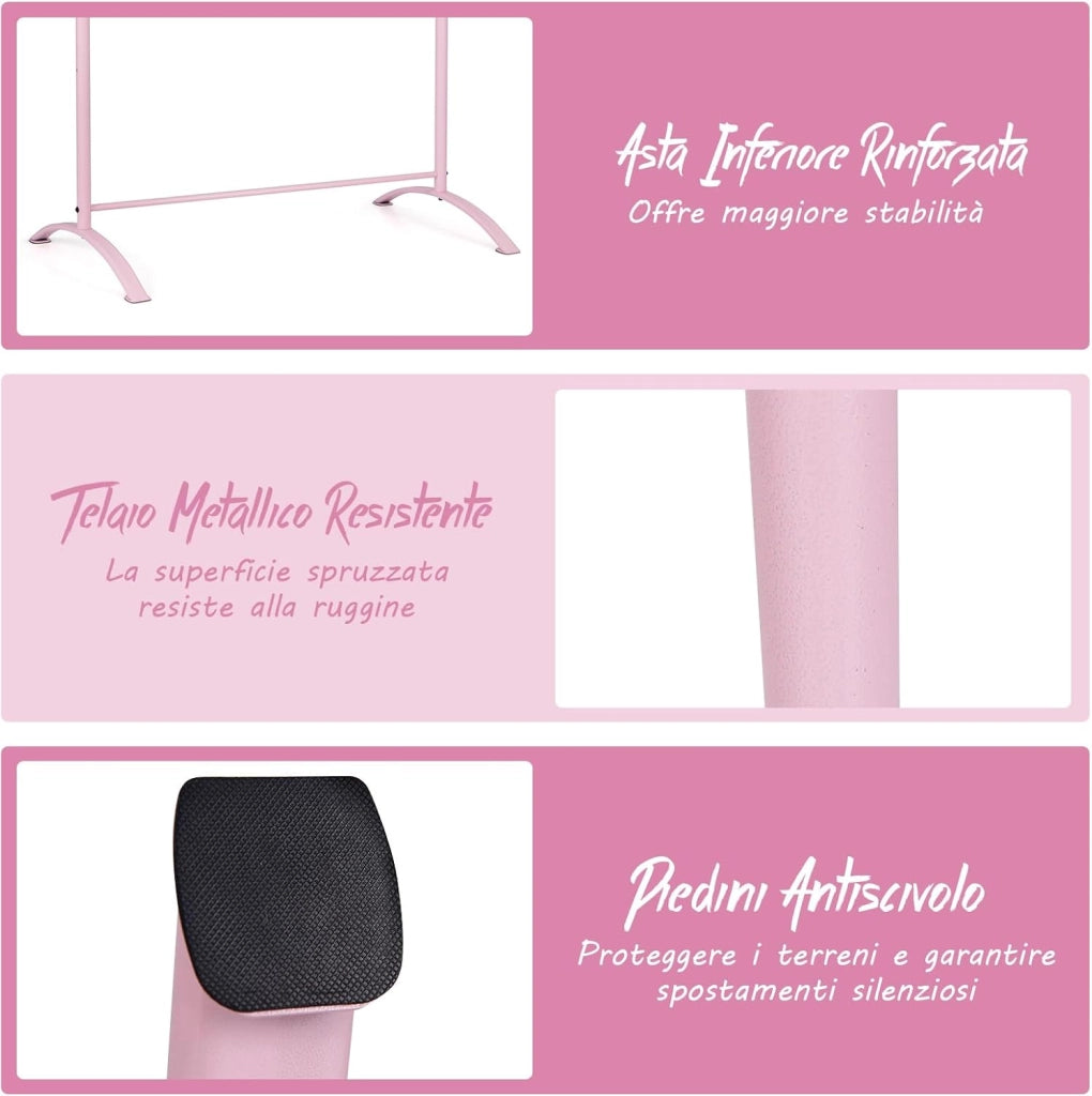 COSTWAY Sbarra Danza Classica Portatile per Bambini ed Adulti, Barra per Balletto Regolabile in Altezza per Stretching, Danza Classica e Allenamento, Ideale per Palestra e Casa