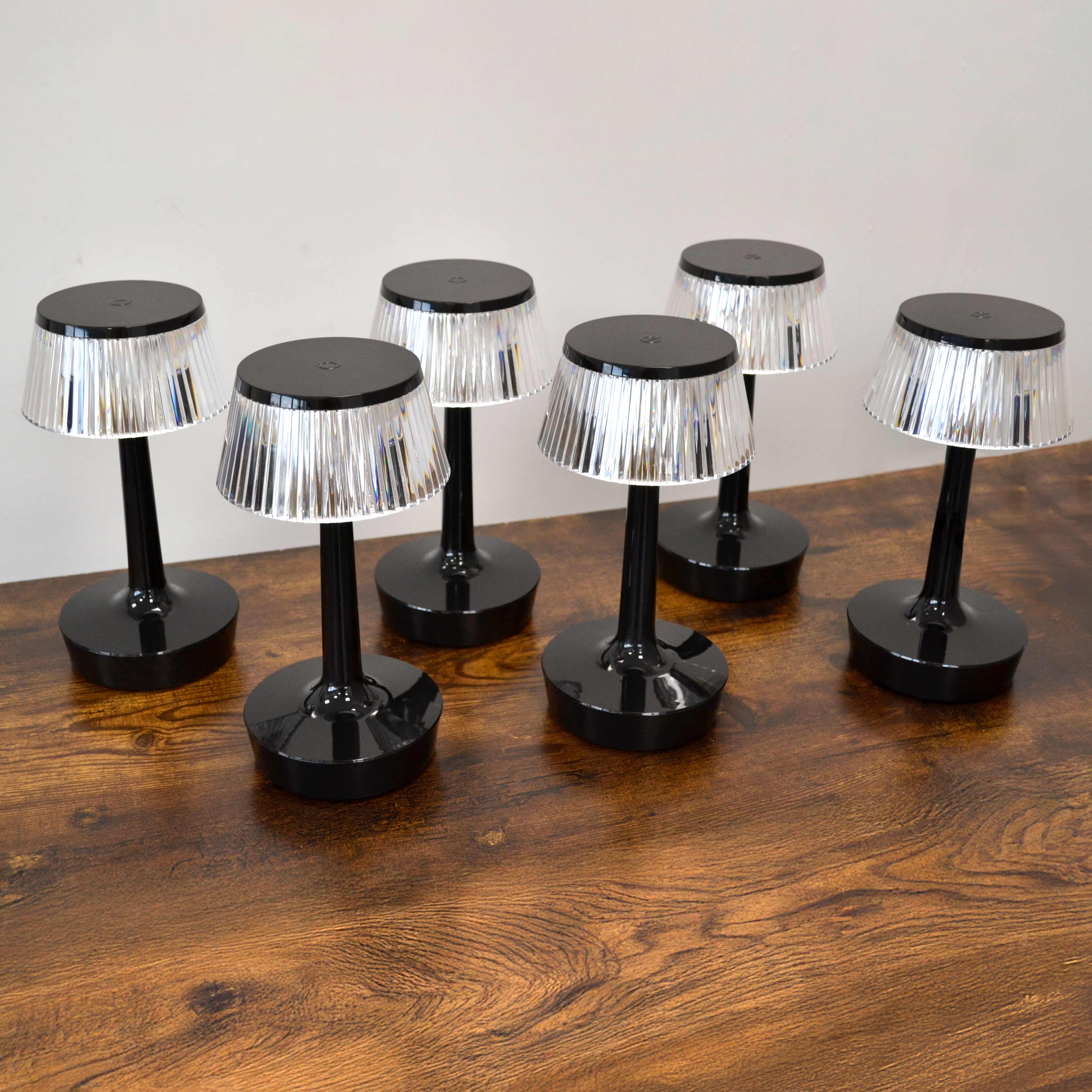 KIT6 Lampada da Tavolo a LED Ricaricabile JUN | Nero,  tre tonalità di illuminazione