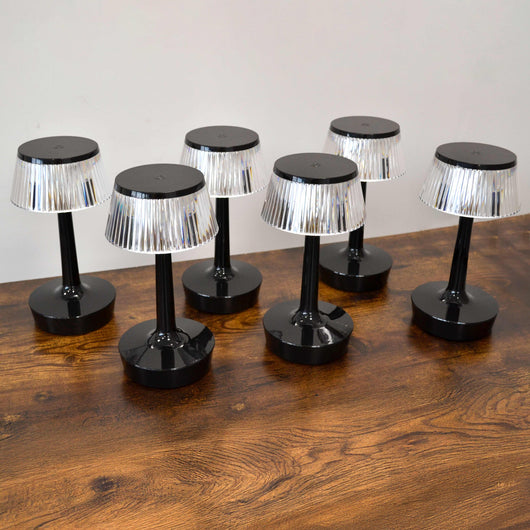 KIT6 Lampada da Tavolo a LED Ricaricabile JUN | Nero,  tre tonalità di illuminazione