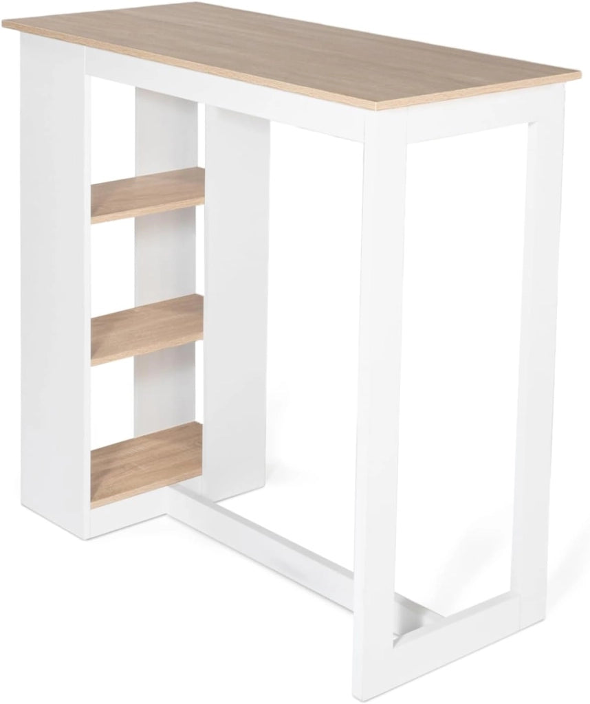 Tavolo alto da bar BARTH da 2 a 4 persone con piano in legno bianco traforato effectto faggio