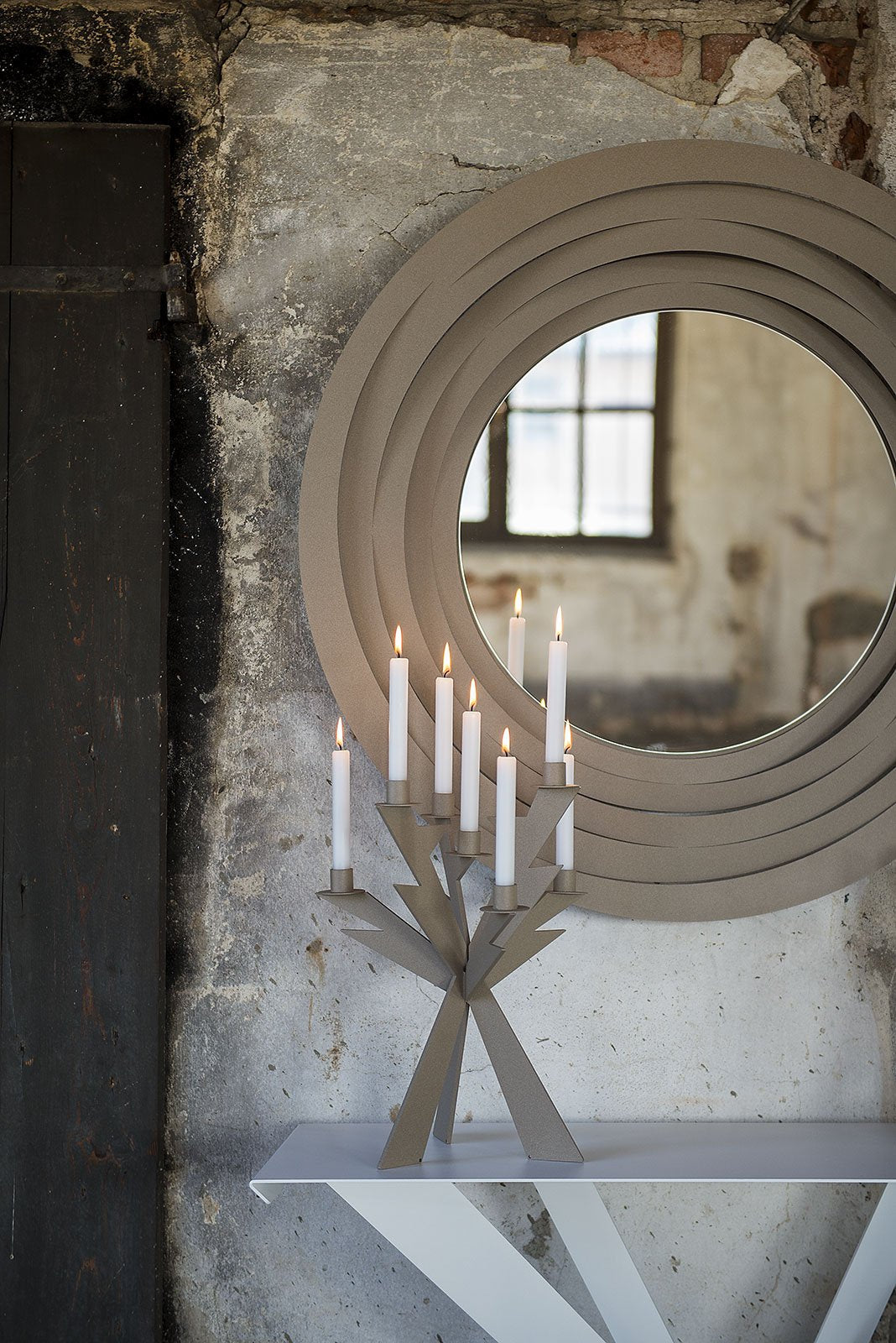 Consolle Exsodus Zeus 110x35x85 cm in ferro verniciato nero Design moderno geometrico traforato Mobile da ingresso o soggiorno Made in Italy