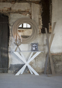 Consolle Exsodus Zeus 110x35x85 cm in ferro verniciato nero Design moderno geometrico traforato Mobile da ingresso o soggiorno Made in Italy