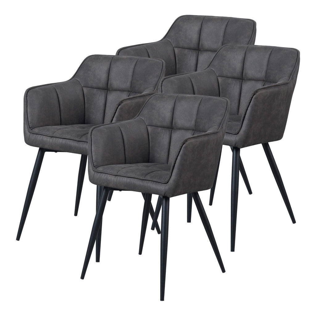 Set di 4 Sedie per Sala Pranzo Birmingham Effetto Velluto Grigio Scuro [en.casa]