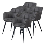 Set di 4 Sedie per Sala Pranzo Birmingham Effetto Velluto Grigio Scuro [en.casa]