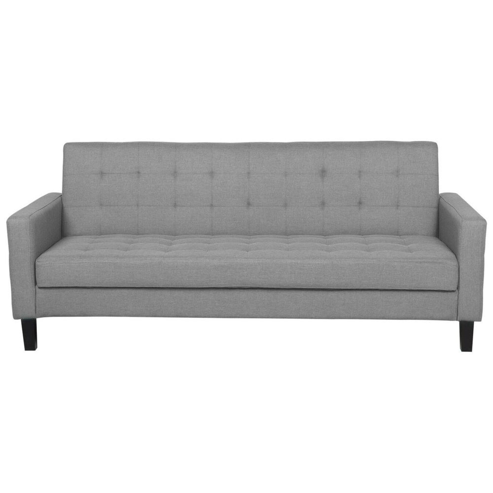 Divano Letto In Tessuto Grigio Chiaro A 3 Posti Imbottito Trapuntato Click Clack