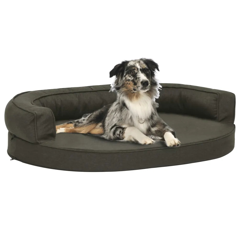 Materasso Ergonomico per Cani 75x53cm Effetto Lino Grigio Scuro 171290