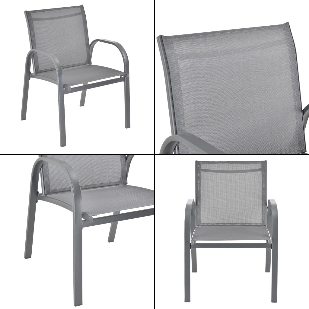 Set di Mobili da Giardino Fino a 4 Posti di Seduta Arredo Esterno Set Composto di 1 Divano e 2 Sedie con Braccioli e 1 Tavolino Basso con Piano in Vetro - Grigio Chiaro