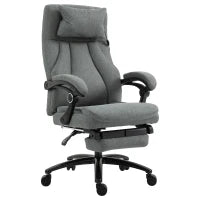 Sedia da Ufficio Massaggiante, Poltrona Direzionale Regolabile in Altezza, Sedia Gaming con Funzione Massaggiante, Sedia Girevole Ergonomica, Poltrona Massaggiante, Tessuto Effetto Lino, 64 x 74 x 109-117 cm, Grigio