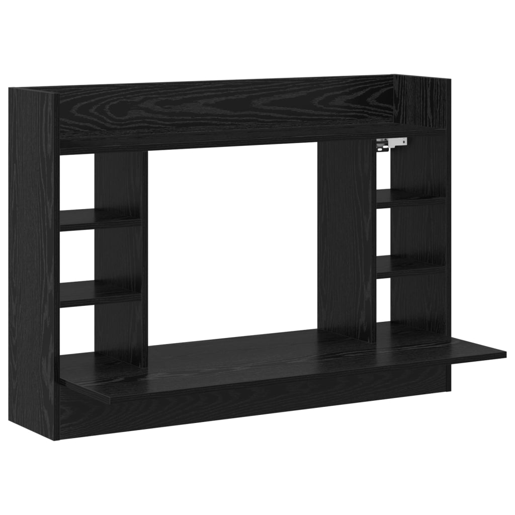 Scrivania a Parete Rovere Nero 105x48x75 cm Legno Ingegnerizzato