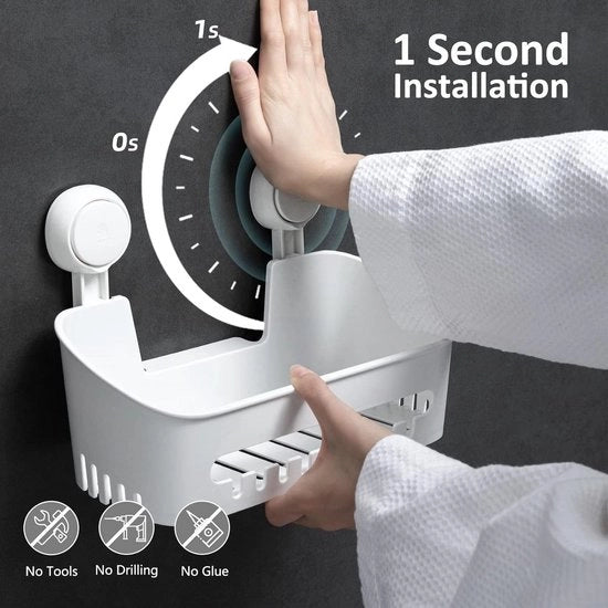 Set di organizzatori per la doccia, 3 pezzi, doccia senza fori, organizzatore da bagno rimovibile, manico di doccia, attacco per doccia e cucina, bianco in plastica